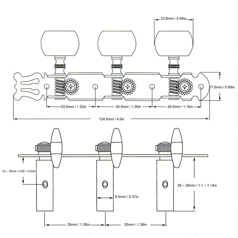 [AUSTRALIA] - 2Pcs Guitar Tuners Machine Head, Classical Guitar String Machine Heads Tuning Pegs Keys Tuners Set White Button 