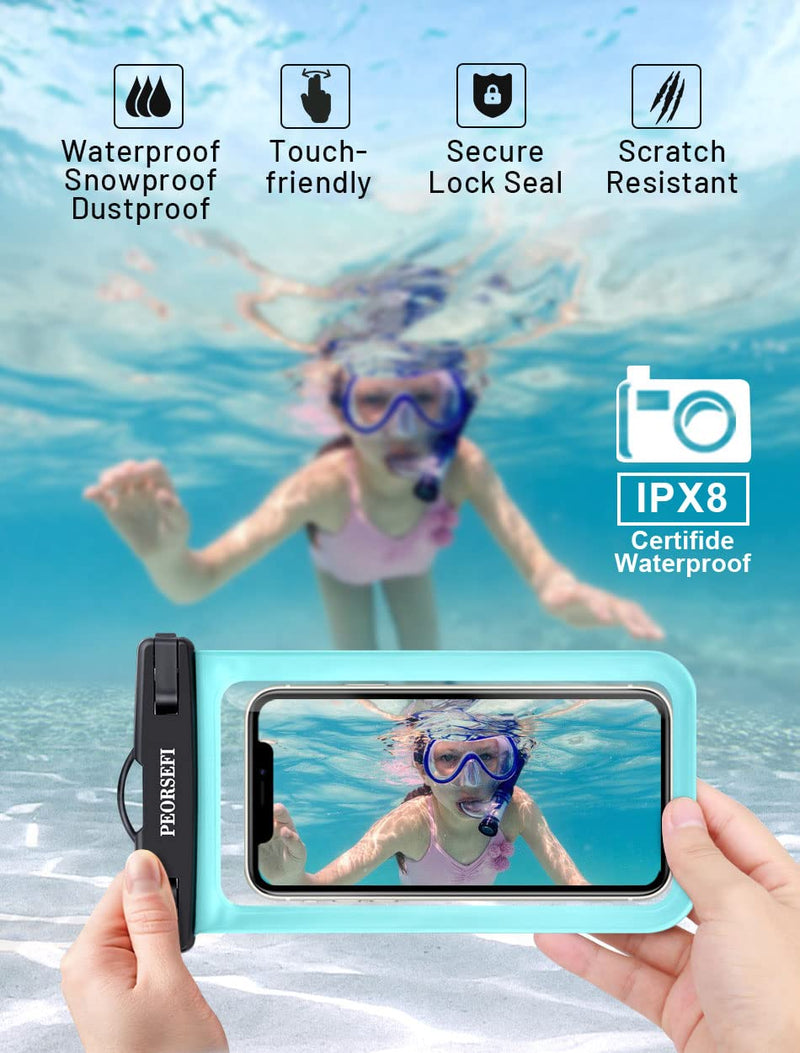 Universal Waterproof Phone Pouch - Waterproof Case for iPhone 14 13 12 11 Pro Max XS Plus Samsung Galaxy Cellphone Up to 7.0"， IPX8 Waterproof Cellphone Dry Bag Beach Vacation Essentials-2 Pack Black&Green