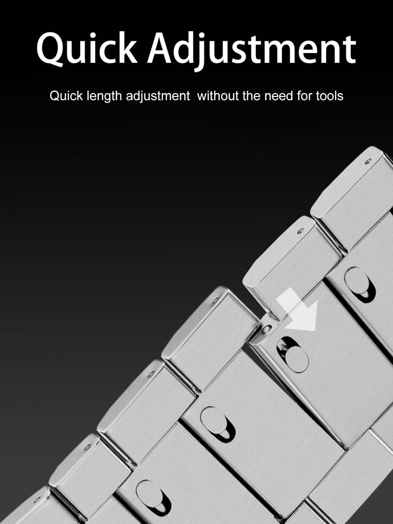 LDFAS Compatible for Apple Watch Ultra 3/2 Band 49mm,Series 10 46mm Titanium Metal Strap with Hidden Buckle Compatible for Apple Watch 9/8 45mm Bands Retro: Silver Gray
