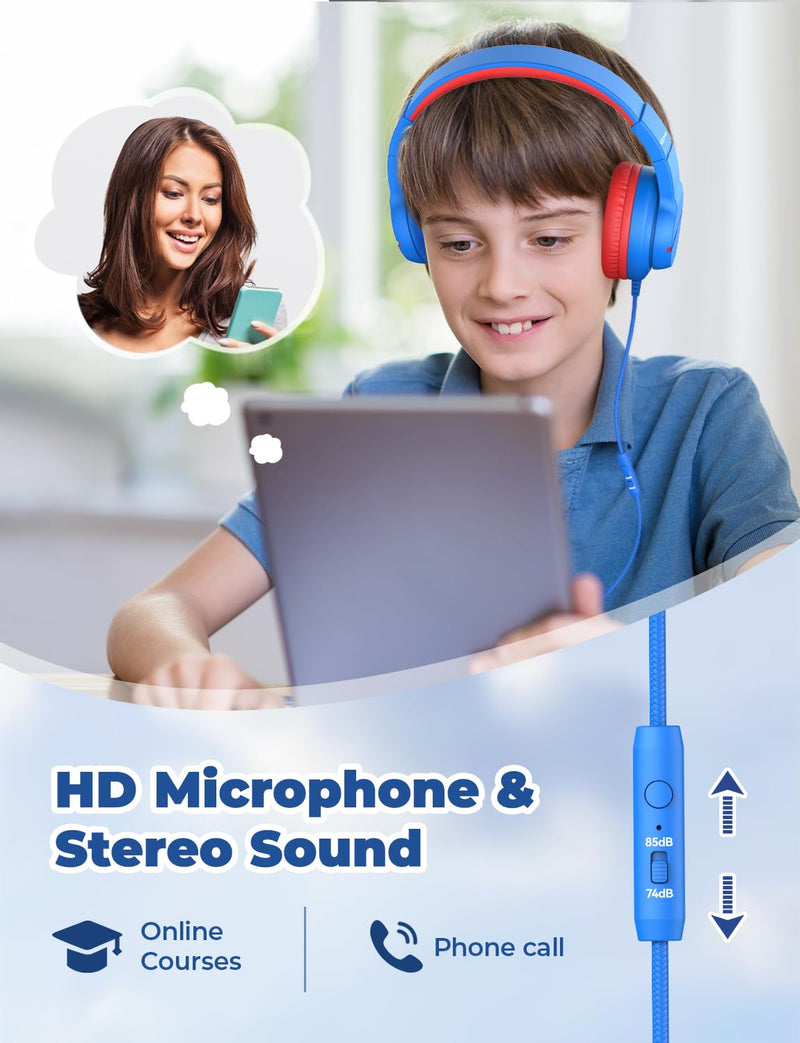 iClever HS25 & HS19 Wired Kids Headphones Bundles, Safe Volume, Stereo Sound, Kids Headphones for School Travel