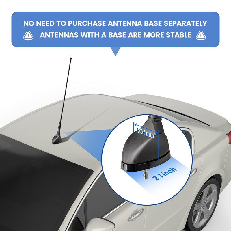 Anina 16 Inch AM/FM Universal Top/Side Mount Antenna for Vehicle Truck Boat ATV UTV RV Motorcycle, 16" Car Radio Aerial Replacement Mast w/Mount Base and Extension Cable for Stereo Receiver Head Unit