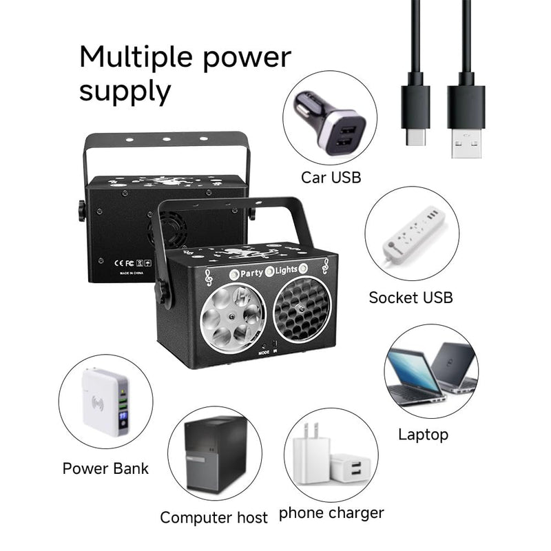 [AUSTRALIA] - Party DJ Disco Light 3in1 projector Stage lighting remote control multi-mode voice control strobe effect projection light Family Party Bar Club KTV Karaoke Holiday Birthday Bash Party atmosphere light Black 