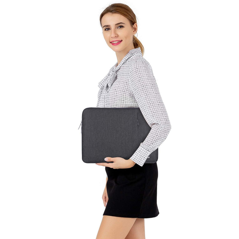 MOSISO Laptop Sleeve Bag Compatible with MacBook Air 15 inch M3 A3114 M2 A2941 2023 2024/Pro A1990 A1707,Surface Laptop 15,Dell XPS 15,HP Stream 14, Polyester Vertical Case with Pocket, Space Gray