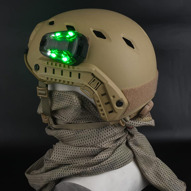 [AUSTRALIA] - NOBUHIRO Tactical Helmet Signal Light Optional 4 Modes with Visible LED + IR Constant-on/Strobe, Waterproof Ladybird Survival Identification Lamp for Outdoor Sports BK-GREEN 