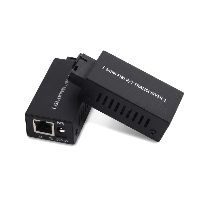 Gigabit Fiber Optical Media Converter Network Transceiver 100/1000Mbps | MINI; 1.25G; Auto-Negotiation, Single-mode; 20Km Transmission; SC/UPC,SC/APC to RJ45; US Power Adapter