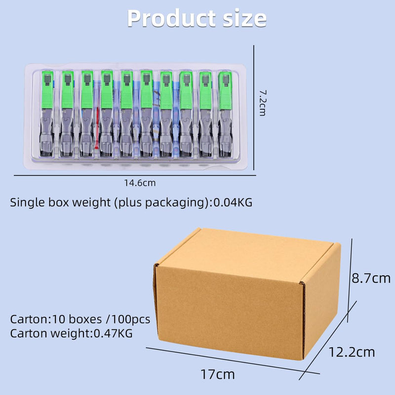 Guakiili Fibre Optic Connector SC-APC Connector Pack of 10, Fibre Optic Cold Splicer SC/APC FTTH Quick Connector with Embedded Leather Wire