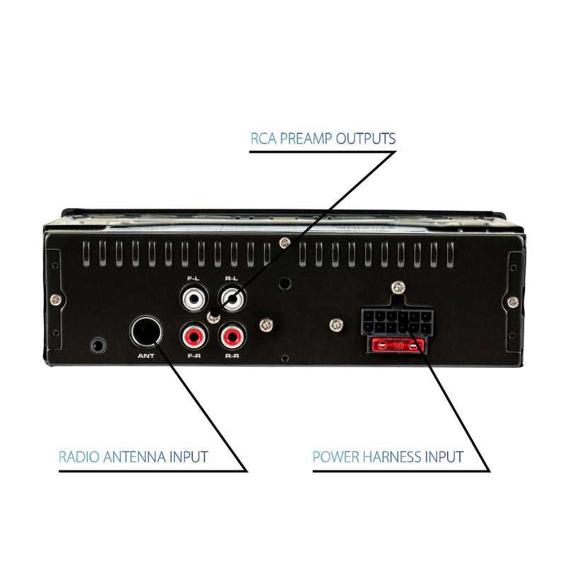 Dual Electronics MXD140B Marine Stereo Bluetooth Single DIN Weatherproof AM/FM | Weatherproof receiver for boats, sunlight-readable LCD, USB port with 2.1A charging, AM/FM tuner, black single-DIN design Marine Radio
