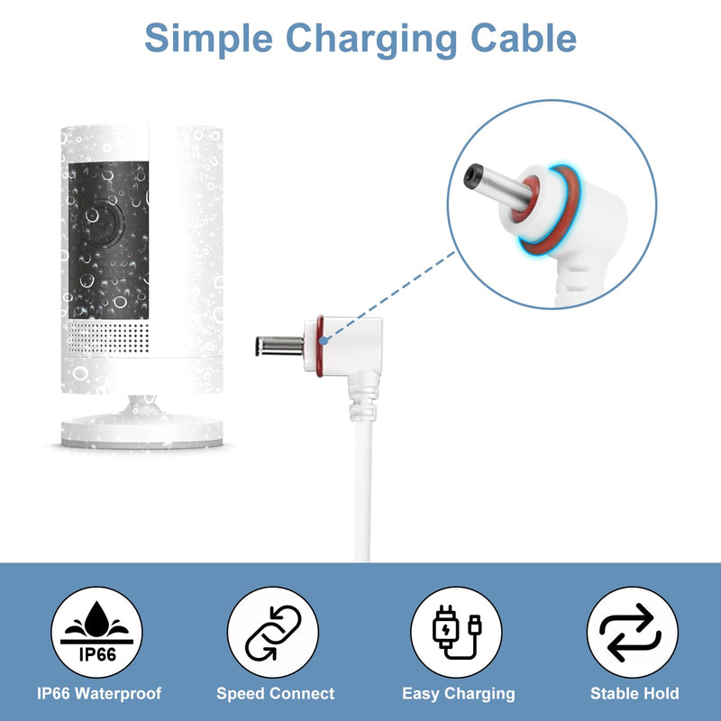 23FT Power Cord and Adapter Compatible with Ring Spotlight Cam Plus/Pro and Stick Up Cam Battery, Charging Cable for Ring, Weatherproof Power Plug and Micro USB Charging Cable