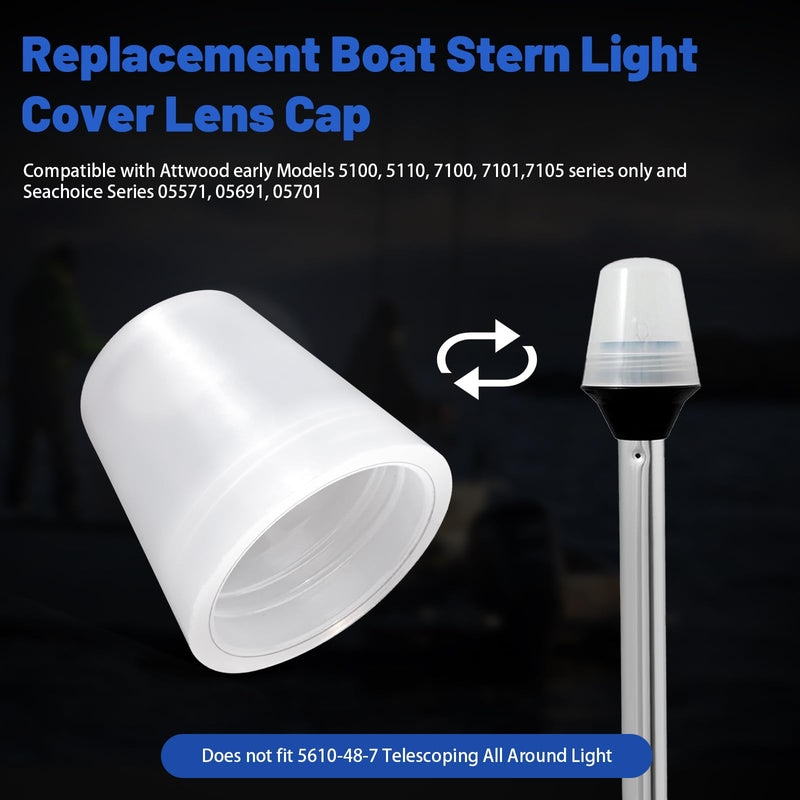 [AUSTRALIA] - 91017B7 Replacement Boat Stern Light Cover Lens Cap Compatible with Attwood Boat Anchor Light Cover, fit All-Round Light Screw-On Replacement Globe, Navigation Light Accessory Rear Boat Light Cover -2 