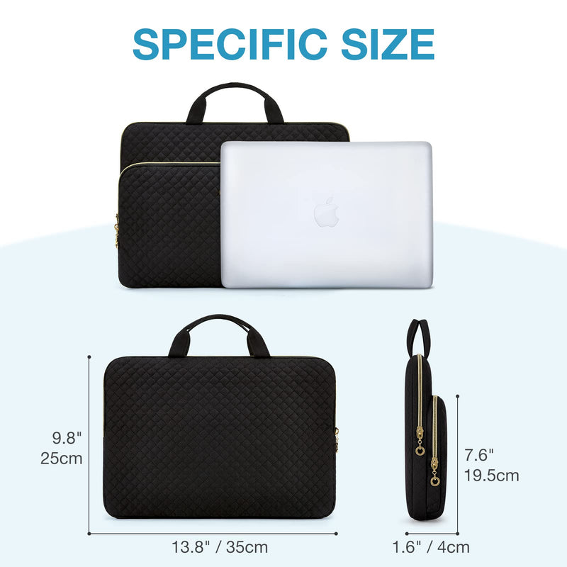 BAGSMART 13-Inch Laptop Sleeve, Black, Polyester 13-13.3 Inch