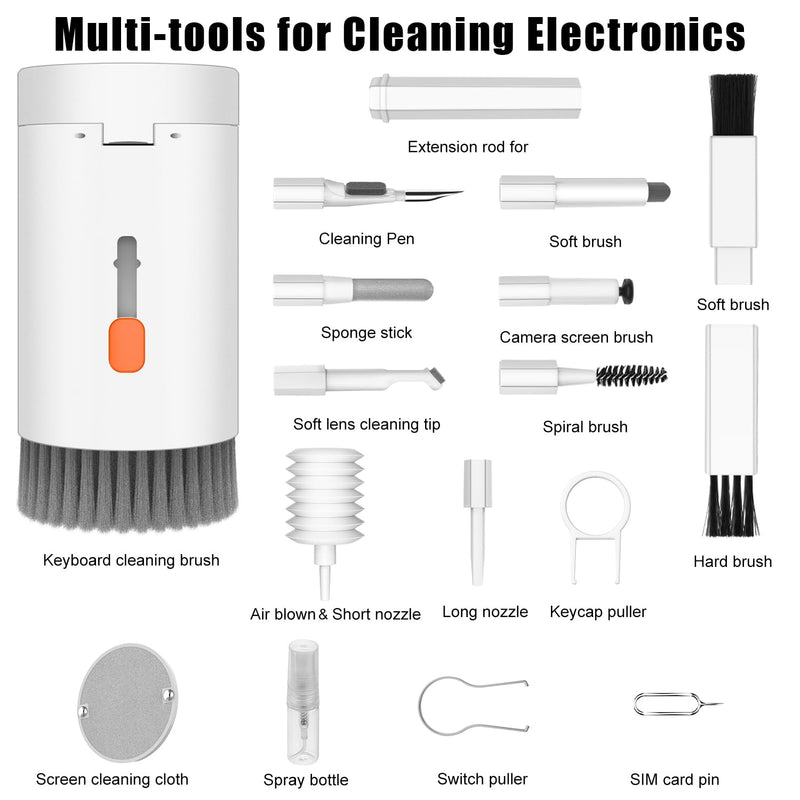 20 in 1 Multifunctional Cleaner Kit for Electronic Devices, Keyboard Cleaning Brush, Headphones Cleaner Kit for AirPods, Multi-Tool for Cleaning Laptop, Keyboard, Earbuds, Camera, Cellphones