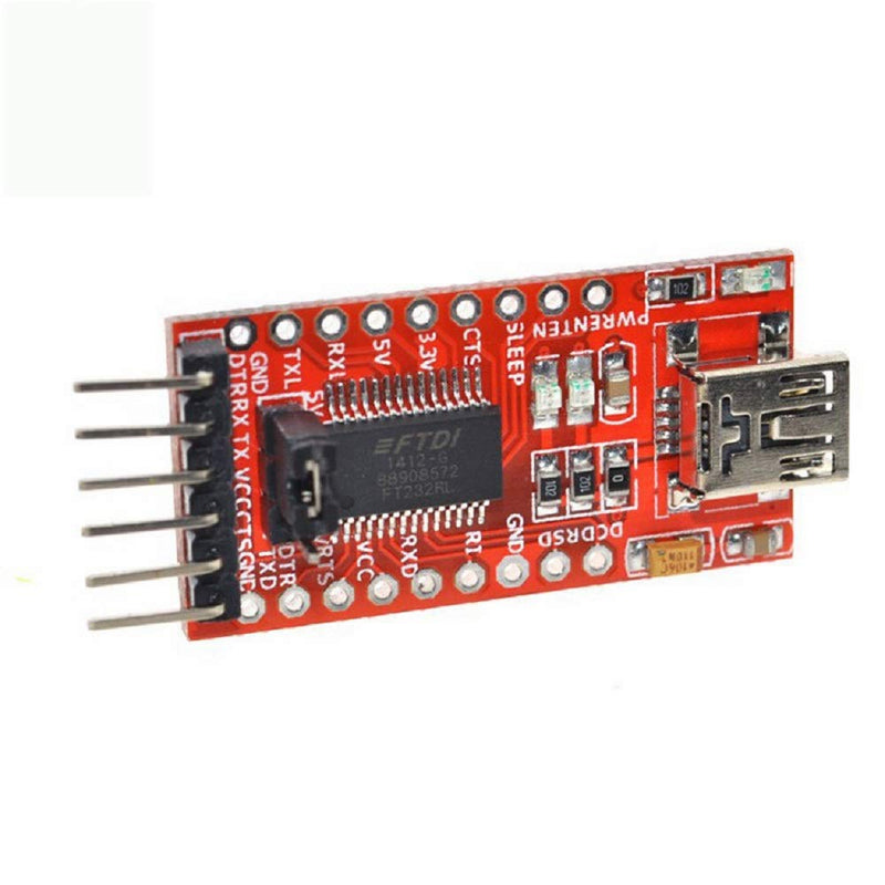 Chironal 2PCS FT232R FT232RL FTDI Mini USB to TTL Serial Converter Adapter Module 5v 3.3v Breakout USB to Serial Mini USB to TTL Adapter Board for Arduino
