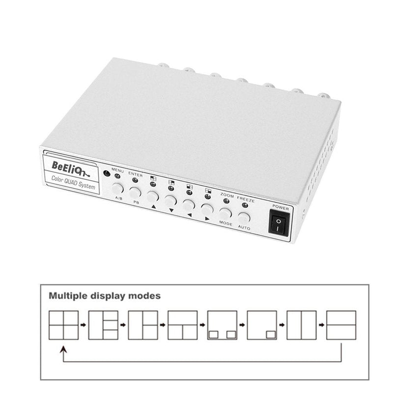 4CH Color Video Quad Splitter, CCTV DVR Camera Video Splitter Processor Switch System