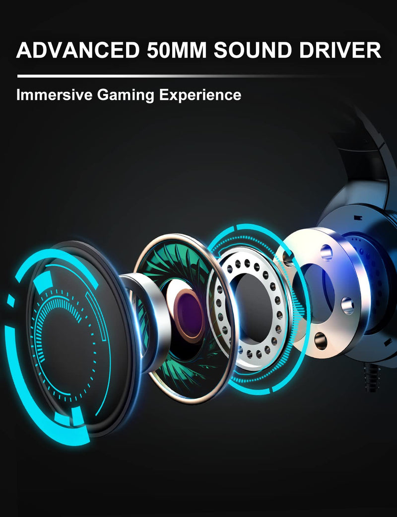 [AUSTRALIA] - ZIUMIER Gaming Headset with Microphone, Compatible with PS4 PS5 Xbox One PC Laptop, Over-Ear Headphones with LED RGB Light, Noise Canceling Mic, 7.1 Stereo Surround Sound Black 
