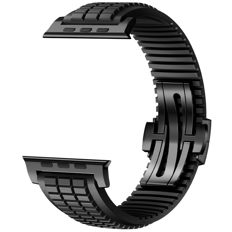 Luxury Rugged Silicone Strap Compatible with Apple Watch Ultra 3 2 Bands for Men 49mm 46mm 45mm 44mm,FKM Rubber Band with Metal Connector for iWatch Series 11 10 9 8 7 6 5 4 3 2 1 SE