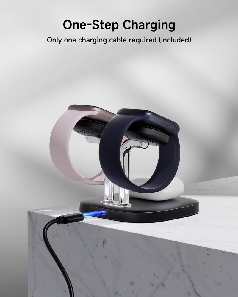 Dual Watch Charger for Apple Watch, Detachable Wireless Charger Stand for iPhone 16/15/14/13/12 Series