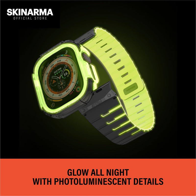 Skinarma SKRM GEMINI MAGNETIC WATCH STRAP + ATOM WATCH CASE compatible with Apple Watch 49 MM (Lime Green)