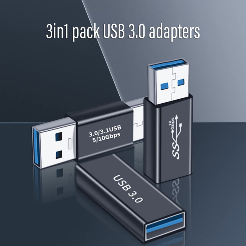 EBEETECH 3kinds of USB 3.0 apters kit, USB 3.0 Female to Female and Male to Male and Female to Male, high Speed Convert Extension Coupler Connector converte,black