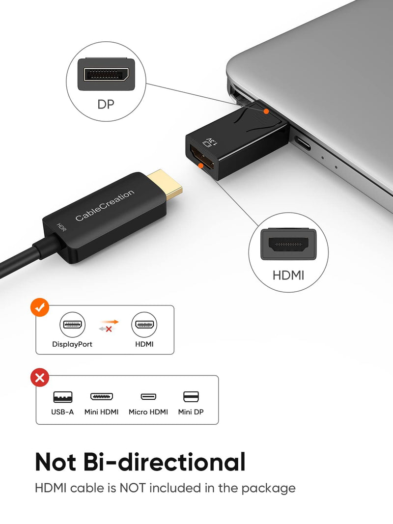 CableCreation Active DisplayPort to HDMI Adapter 10 Pack, 1080P Gold Plated | DP to HDMI Adapter (Male to Female) 1.3V, Uni-Directional Display Port to HDMI Adapter [10 Pack]