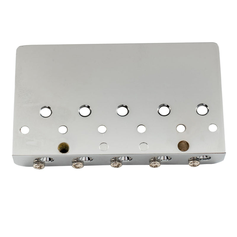 Musiclily Pro 17mm Heavy Duty 5-String Bass Bridge Dual Load with Brass Saddle Steel Plate for Precision Jazz Bass Replacement, Chrome