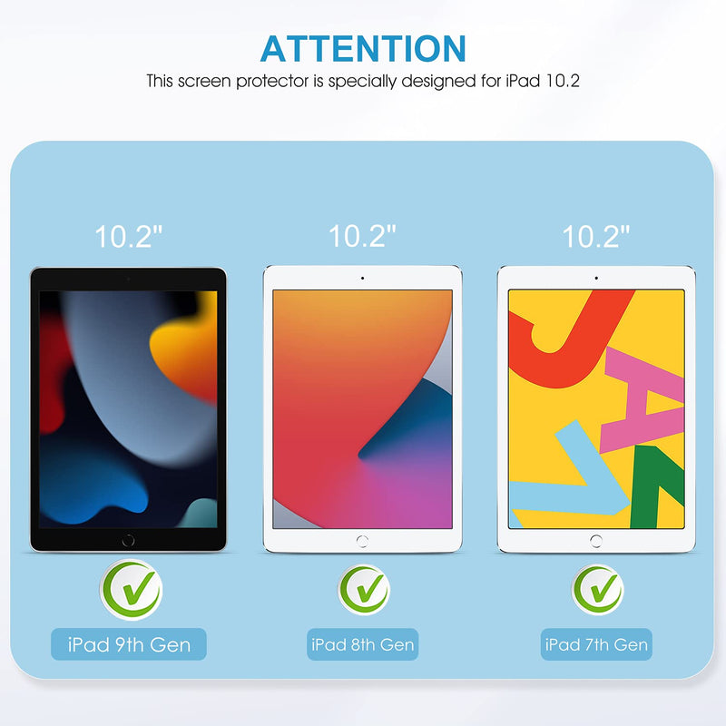 SPARIN (3 Pack Screen Protector Compatible with iPad 9th 8th 7th Generation, Tempered Glass Compatible with iPad 10.2 Inch 2021 2020 2019 Model (iPad 9 8 7)