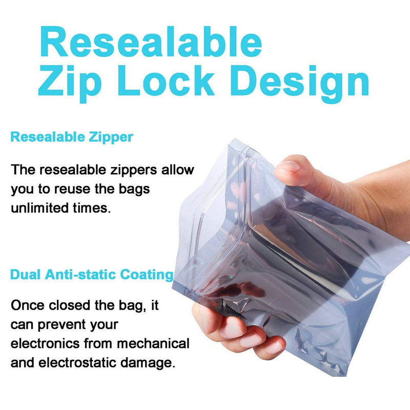 50Pcs Antistatic Resealable Bag 15X20cm/5.9X7.9inch, Premium Anti Static Bag for SSD HDD and Other Electronic Devices 50Pcs 15X20cm/5.9X7.9inches