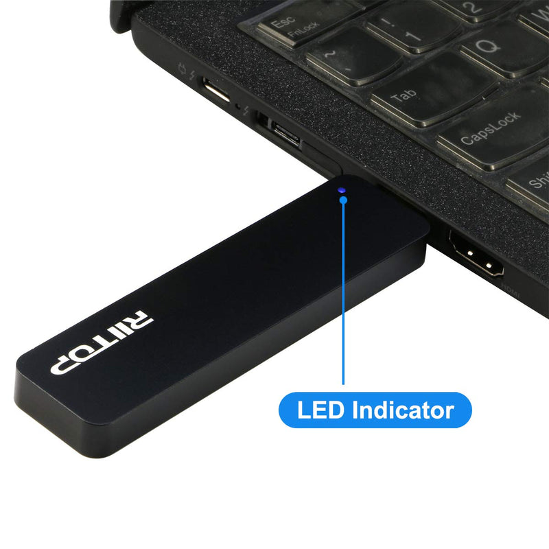 M.2 to USB Enclosure, RIITOP M2 SSD to USB 3.1 (Type-A) Reader with Case Compatible with Both NVMe (PCI-e) & NGFF B+M Key (SATA) SSD [Upgraded]