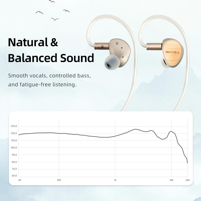 SIVGA Que Plated Beryllium Dynamic Diaphragm Wired Earbuds QUE | 10mm magnet dynamic driver, zinc alloy housing deliver pure, hi-fi sound quality SIVGA QUE