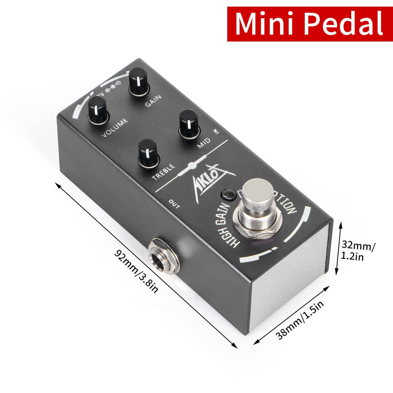 High Gain Distortion Guitar Pedal, AKLOT Electric Effects Pedals Mini Single Type DC 9V True Bypass High Gain Distortion