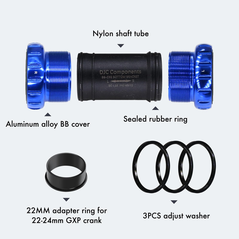 DJC Bike Bearing Bottom Bracket BSA 68-73mm English Threaded BB 22 24mm GXP Spindle, Fit MTB Road Bike Hollow Deore XT SLX R7000 R8000 4700 5800 6800 IXF Prowheel(GXP 22-24mm Black) Steel Bearing GXP 22-24mm Black