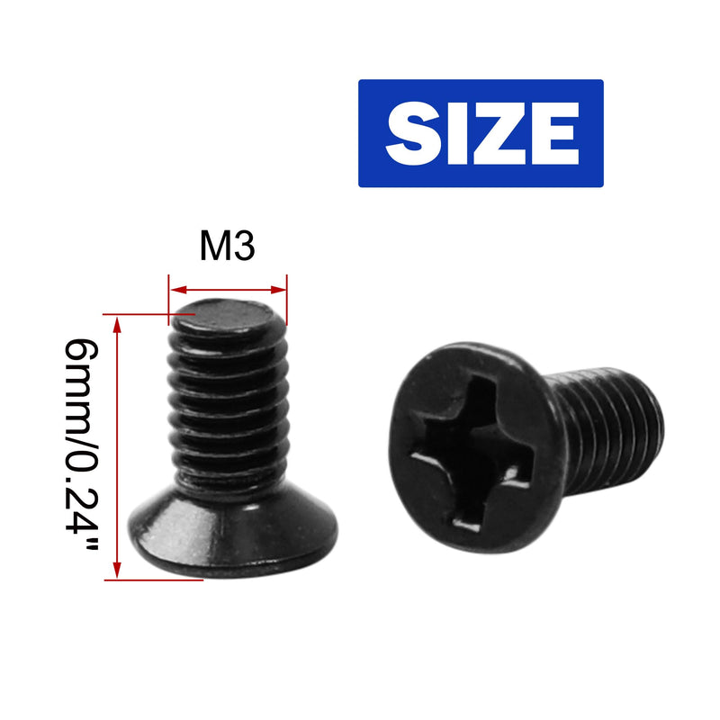 uxcell 50 Pcs M3 x 4mm Screws Replacement Black for Laptop Hard Drive (Pack of 2) M3 x 6mm (Pack of 2)