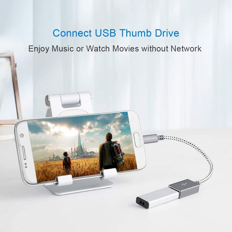 CableCreation Micro USB 2.0 OTG Cable Braided On The Go Adapter Micro USB Male to USB Female Compatible with Samsung S7, Flash Drive, Mouse, Keyboard, Game Controller, Aluminum Space Gray