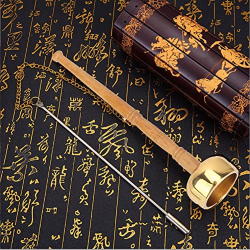 Tibetan Hand BellMeditation and Prayer Bells Buddhism Wooden Handle Brass Hand Bell Meditation Singing Bell Singing Scripture Implement Buddhist Supplies