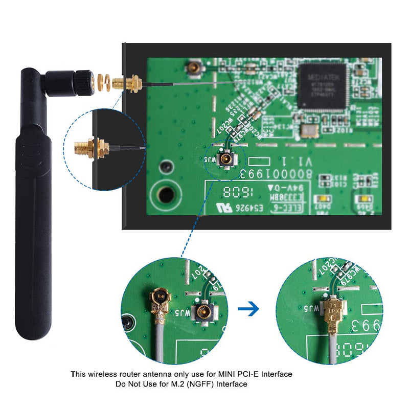 2 x 8dBi 2.4GHz 5GHz 5.8GHz Dual Band WiFi RP-SMA Male Antenna | 2 x 35CM U.FL/IPEX to RP SMA Female Pigtail Cable for Mini PCIe Wireless Card Routers, PC Desktop FPV UAV Drone PS4 Build