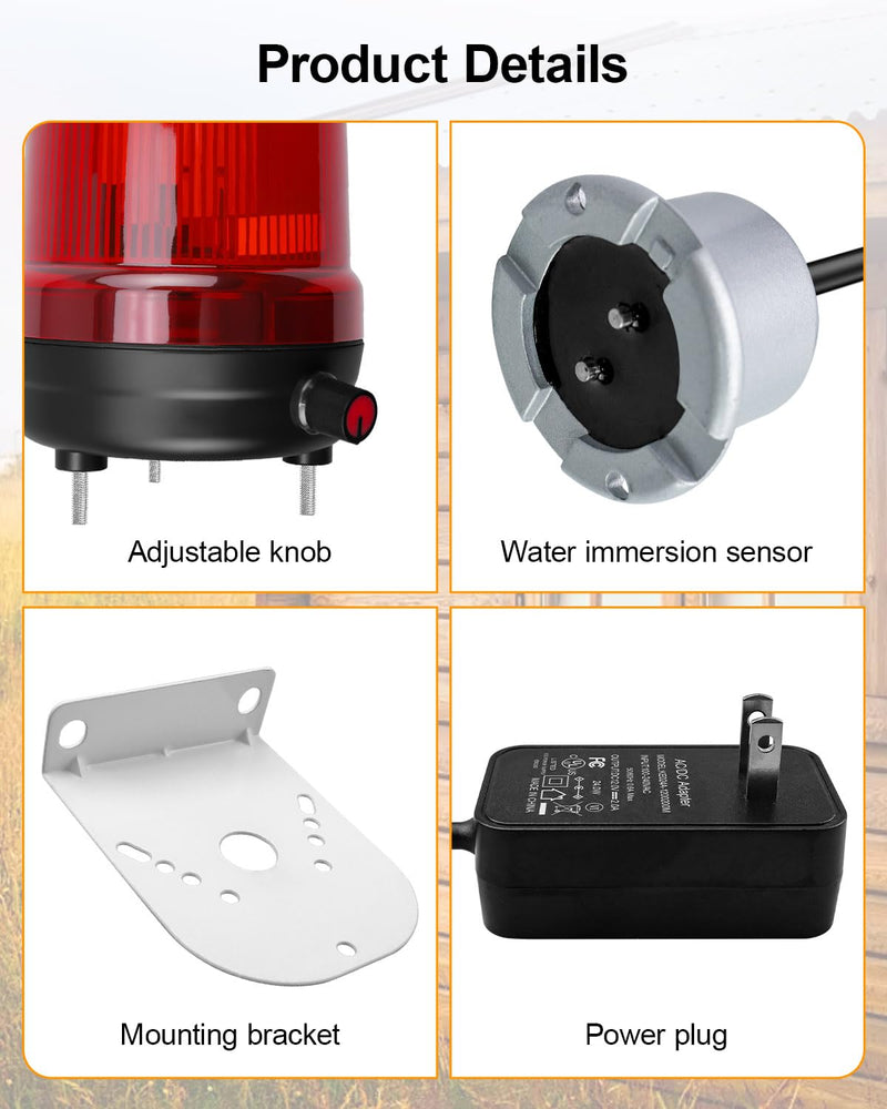 [AUSTRALIA] - Sump Pump Alarm, High Water Leak Detection with 110dB Loud Alarm & LED Indicator, 10ft Probe Cable, DC 12V Safety Power, for Basements, Septic Tanks, Sumps, Indoor & Outdoor Warning Systems 