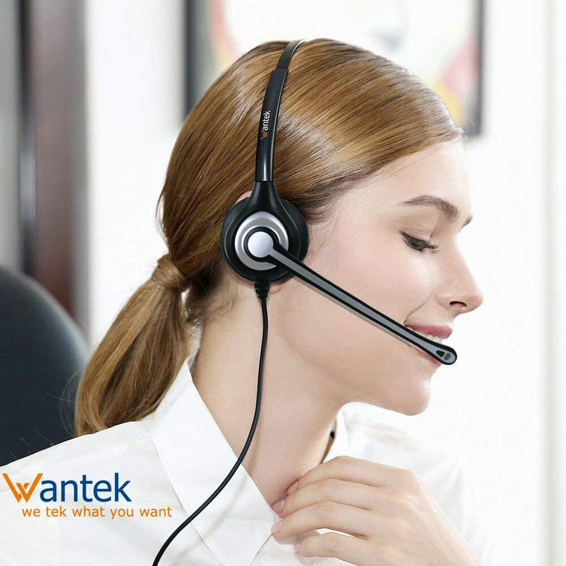 Wantek 2.5mm Telephone Headset with Mic Noise Cancelling, Office Phone Headset Compatible with AT&T ML17929 Panasonic Vtech RCA Uniden Cisco SPA Grandstream Polycom Cordless Dect Phones(F600J25) Monaural F600J25