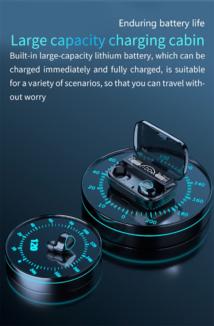 Wireless Earbuds, Bluetooth 5.1 Earphones Auto Pairing Bluetooth Headphones True Wireless Stereo HiFi Headphones for Running Sports in-Ear with Smart LED Display Charging Case/Box