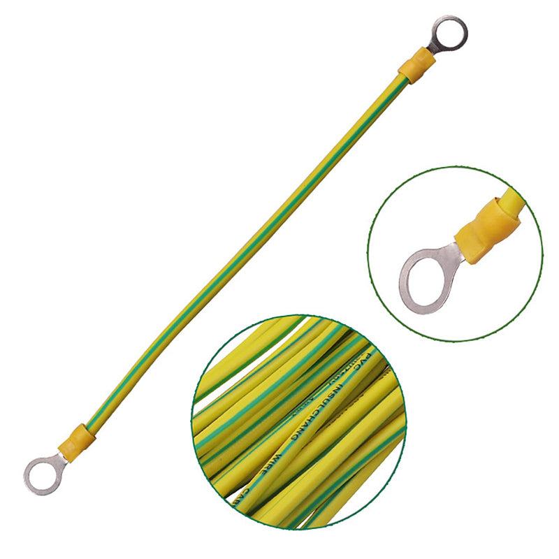 [AUSTRALIA] - Grounding Cable Pack of 10 - 6 mm2 Cable (Size 30 cm), with Ring Cable Lug Eyelet Insulated for Network Cabinet Server Cabinet M6 M6*6mm2*30cm 