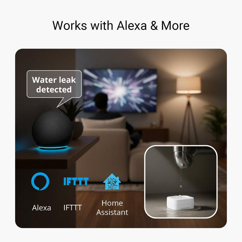 [AUSTRALIA] - YoLink Water Leak Starter Kit: Hub + 4 Leak Sensor 1 (Silent), LoRa Long-Range, App/SMS/Email Alerts, D2D Offline Triggers, 2 AAA Up to 5-Year Battery, Compatible with Alexa/IFTTT/Home Assistant 
