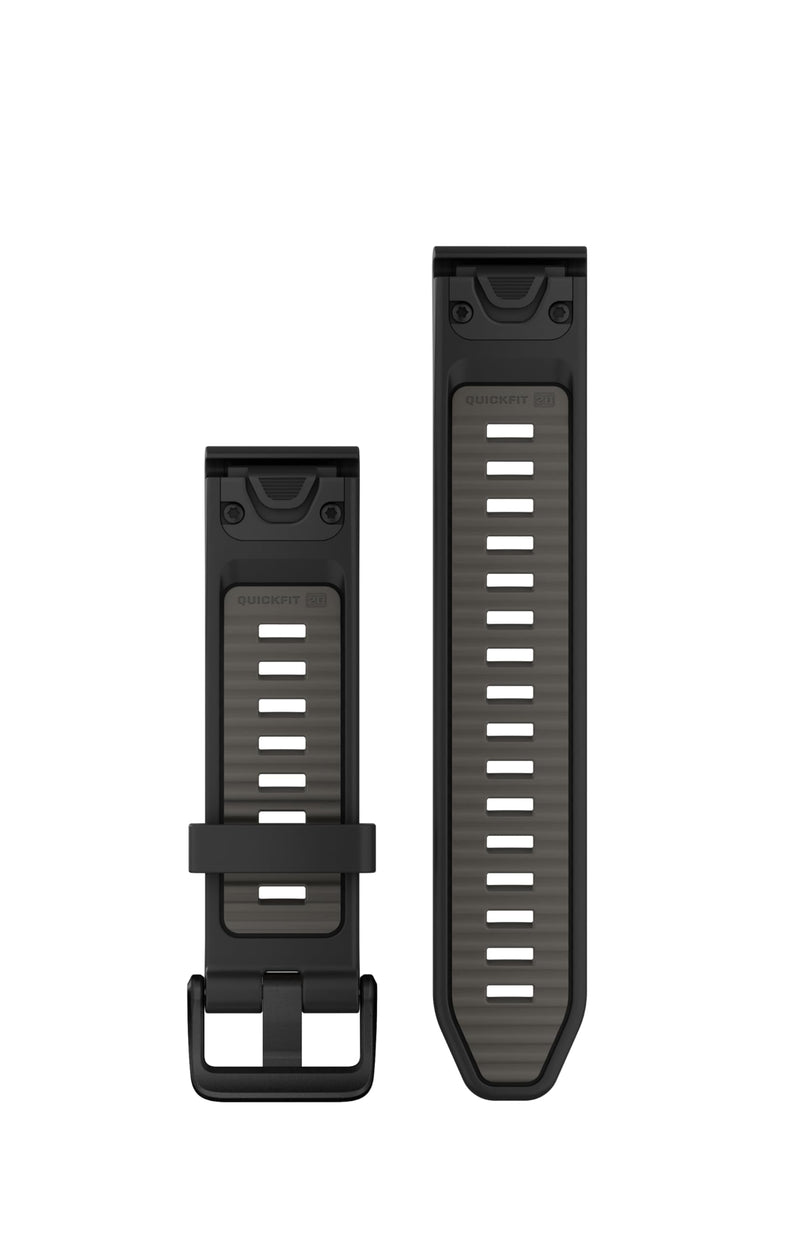 Garmin QuickFit F8 Silicone Watch Band 20mm Black/Pebble Gray with Buckle Closure, Compatible Fenix8 and 43mm Watches