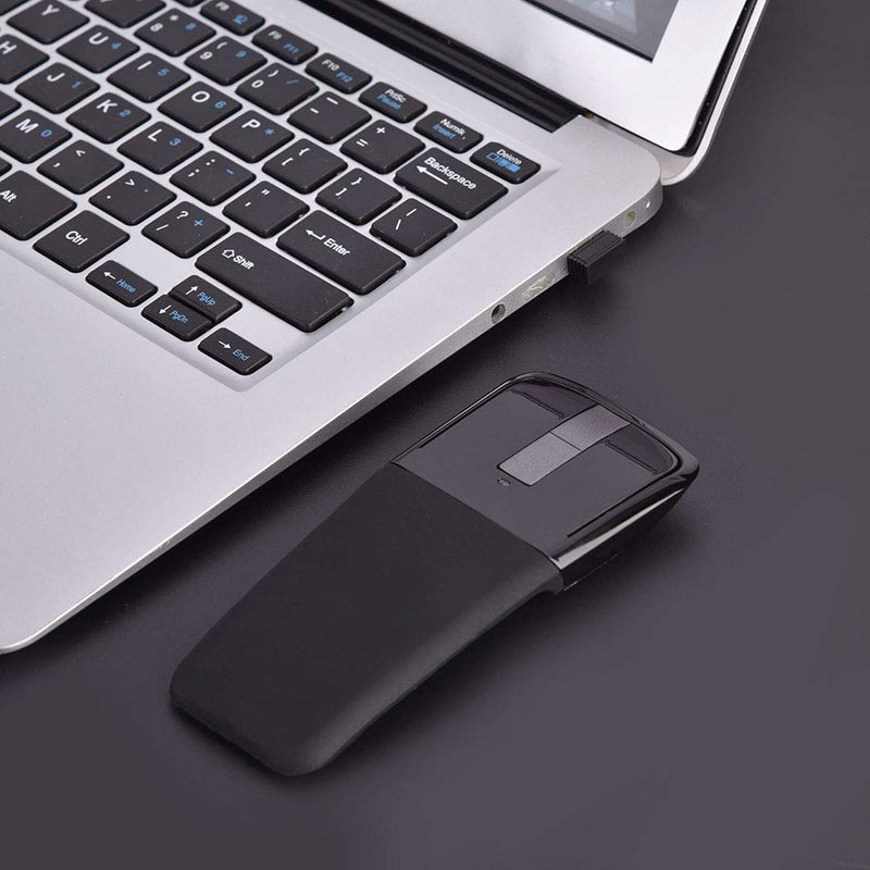 USB Foldable Wireless Touch Mouse, Arc Touch Mouse Mice with USB Receiver for PC/Laptop/Smart TV, Stylish Appearance(Black)