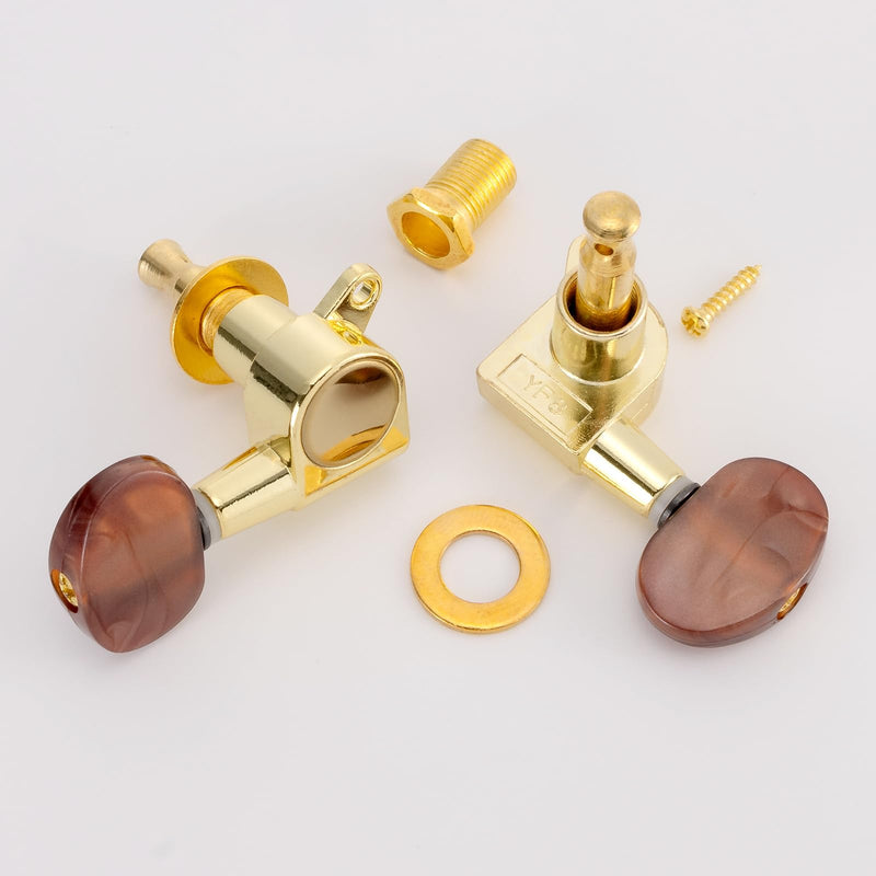 [AUSTRALIA] - Swhmc 3R 3L Semi-Closed Golden Guitar String Tuners Tuning Keys Pegs Machine Heads Knobs Locking Tuners for Acoustic, Electric Guitar Gold 