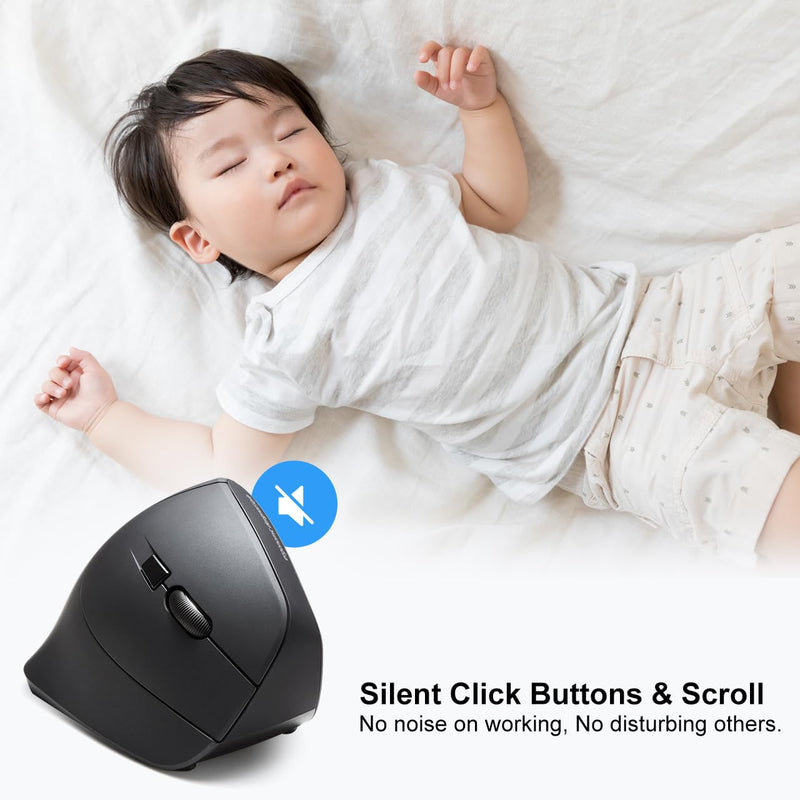 SANWA ERG10N Silent Click Wireless Ergo Mouse + Bluetooth Numeric Keypad Set, Programmable Vertical Mouse, Wireless Ten Key Number Pad, Compatible with Mac, Windows, Laptop, PC