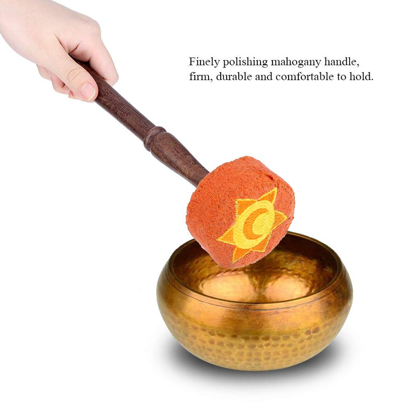 Hard Wood Felted Striker, Handmade Hard Wood Multi-Purpose Tibetan Buddhism Singing Bowl Mallet Striker Stick for Meditation Chakra Healing Prayer and Yoga (Orange) Orange