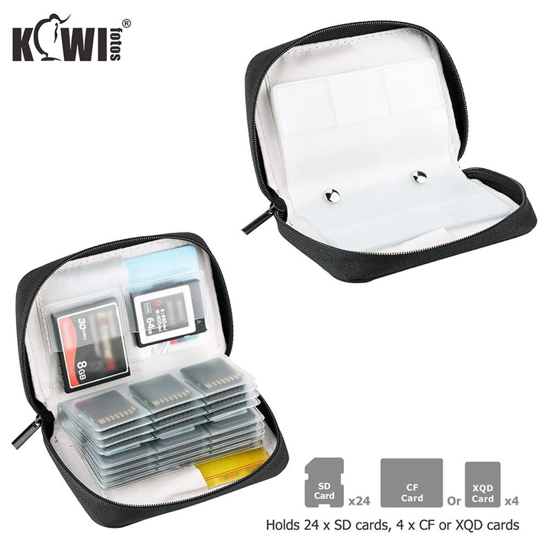 (24 SD + 4 CF) 28 Slots Memory Card Case Holder with Labels, SD Card Wallet Storage for 24 SD SDXC SDHC Cards + 4 CF XQD Cards, Portable Carrying Cases Organizer with Number Sticker - Grey Gray, 24 SD + 4 CF