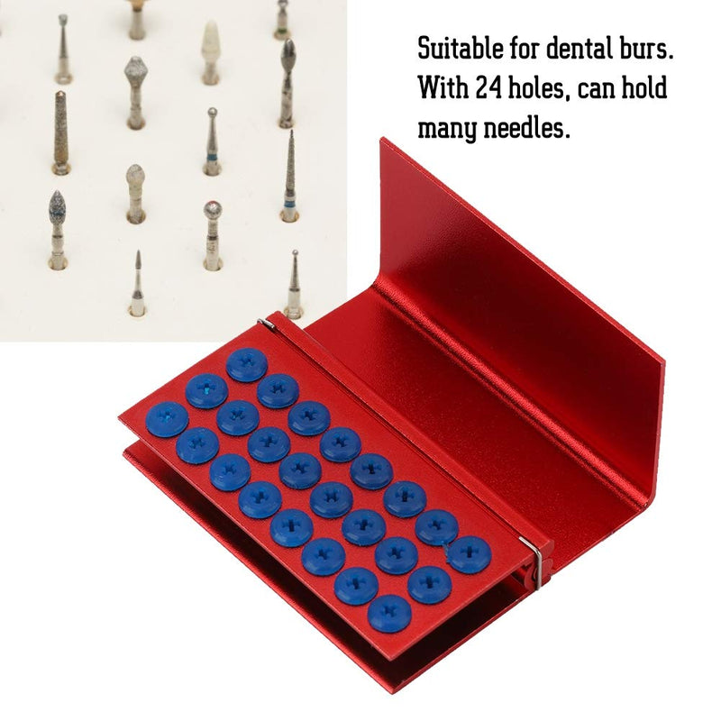 [AUSTRALIA] - Disinfectant Box, 24 Hole Disinfectant Case Aluminium Alloy with Silicone Pad, Dental Drill Block Holder, Autoclavable Dental Tool Sterilizer, Dental Drill Cleaner 