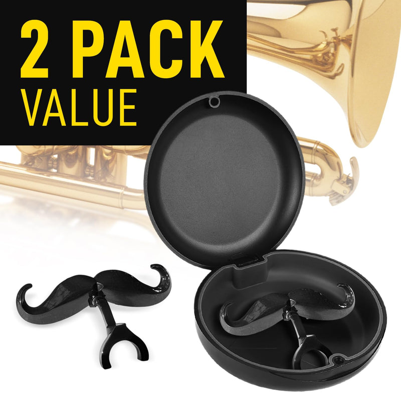 [2 Pack] Clip-On Mustache For Trumpets & Trombones - Includes Protective Case - Fits All Small Shank Mouthpieces - Perfect Accessory For Young Musicians - Mouthpiece Not Included