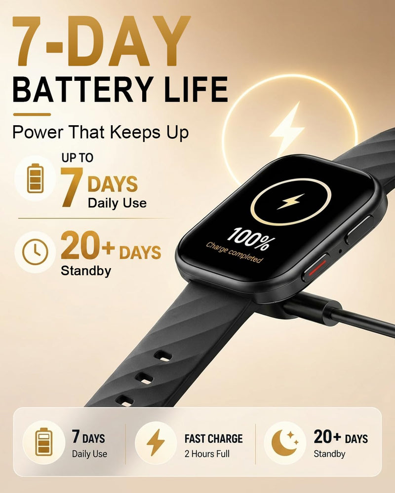 MorePro Health Fitness Tracker (Make/Answer Call), 24/7 Heart Monitor with Blood Pressure, Blood Oxygen, Sleep Tracking, 120+ Sports Modes Smart Watch with 7-Day Battery, Compatible with iOS Android Urban Bronze