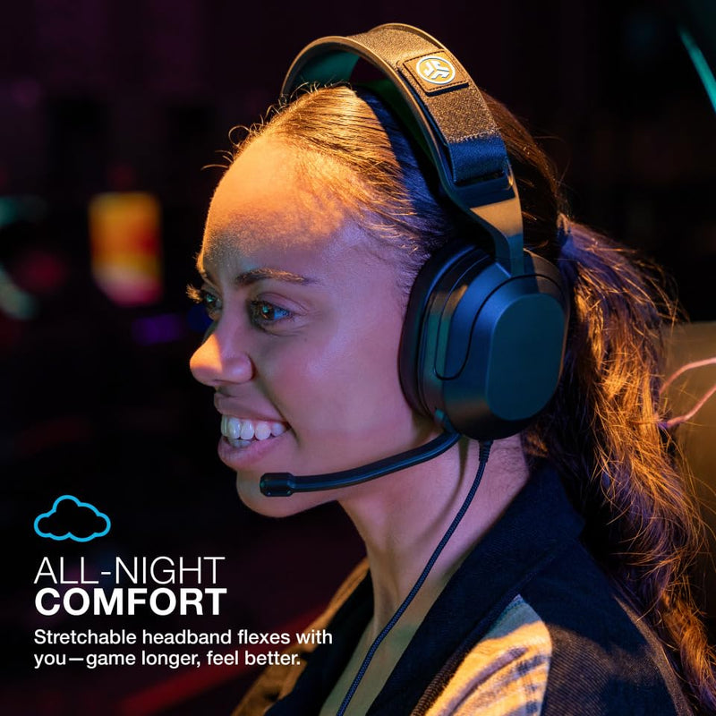 [AUSTRALIA] - JLab Nightfall Gaming Headset with Near-Field Directional Flip-to-Mute Rotating Boom Mic, 50mm Drivers and Sound Isolating Inner Shelf, Wired 3.5mm for PC, PS5, PS4, Xbox Series X/S, Xbox one, Switch 