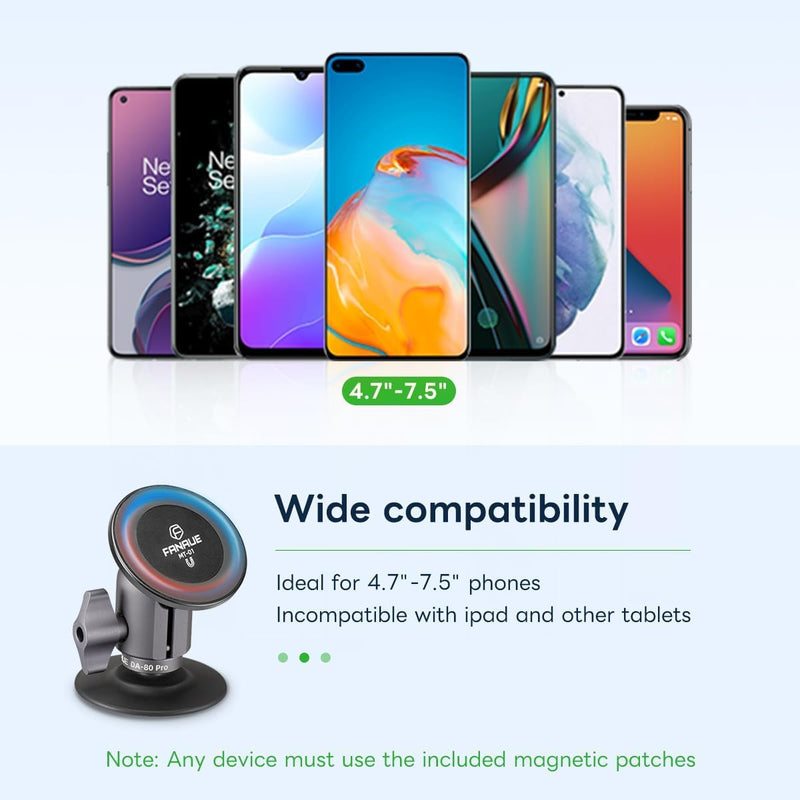 FANAUE SC‑03T Magnetic Car Phone Holder, Compatible with RAM Mounts B Size 1" Ball Head for 4.7‑7.5" Smartphones